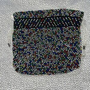 1960's Purse candy dot Vtg reversible Colored beaded white Drawstring eclectic